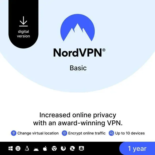 NordVpn Basic 12 Mesi - 10 Dispositivi - Key